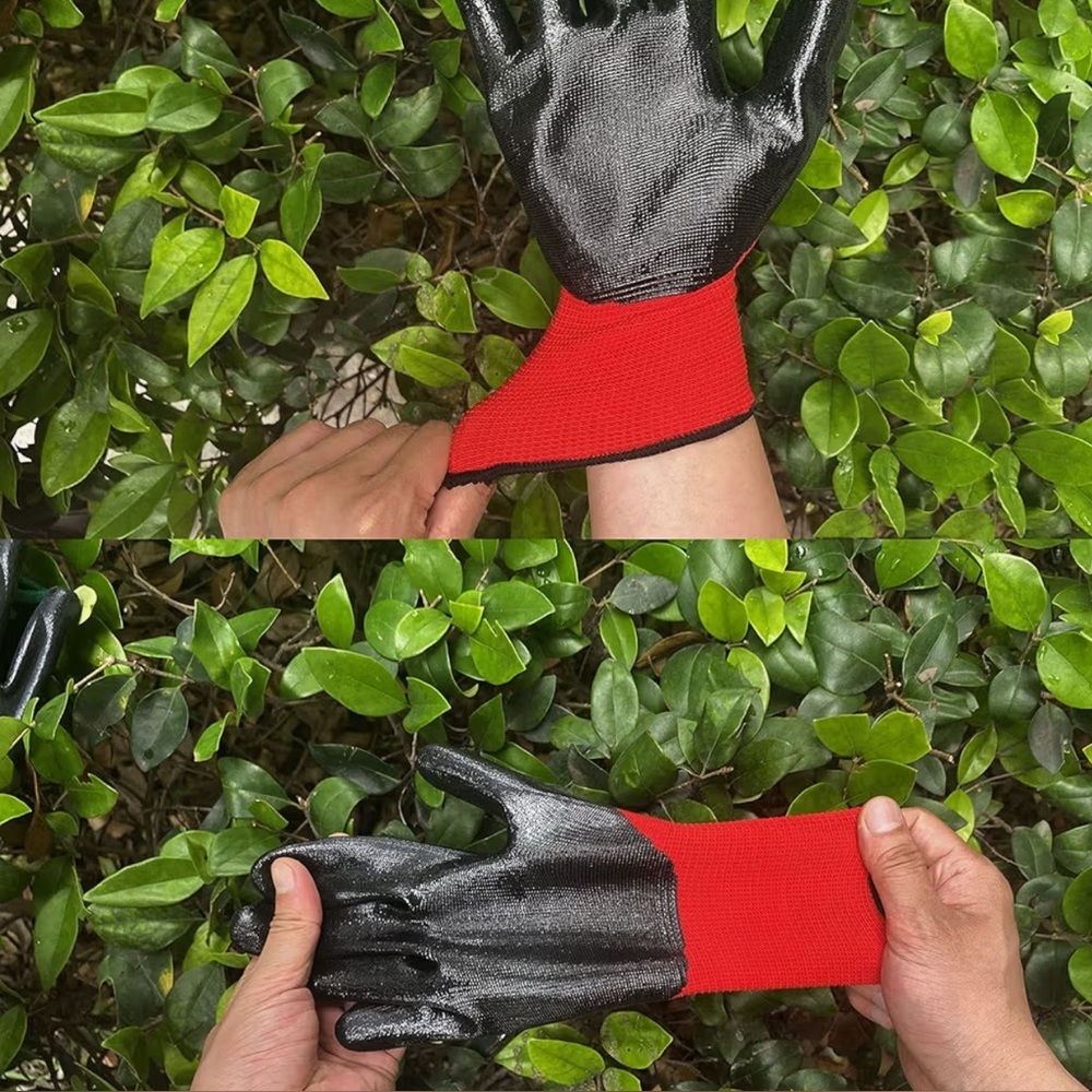 Red and Black Grip Work Gloves